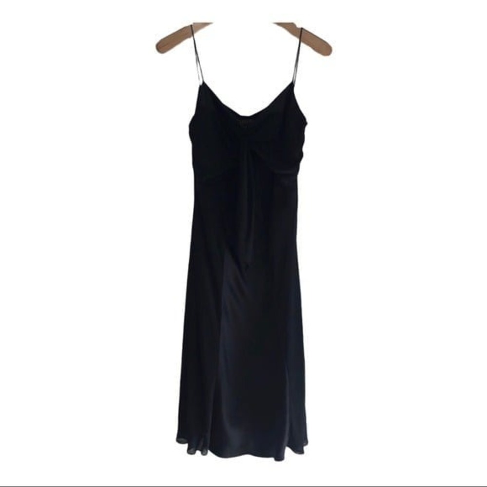 Georgiou Studio Black Tie Front Midi Slip Dress Spaghetti Strap Size 12